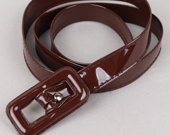 Shiny Brown late 50s Vinyl Belt (Unworn) XL Plastic Rockabilly Pin-up