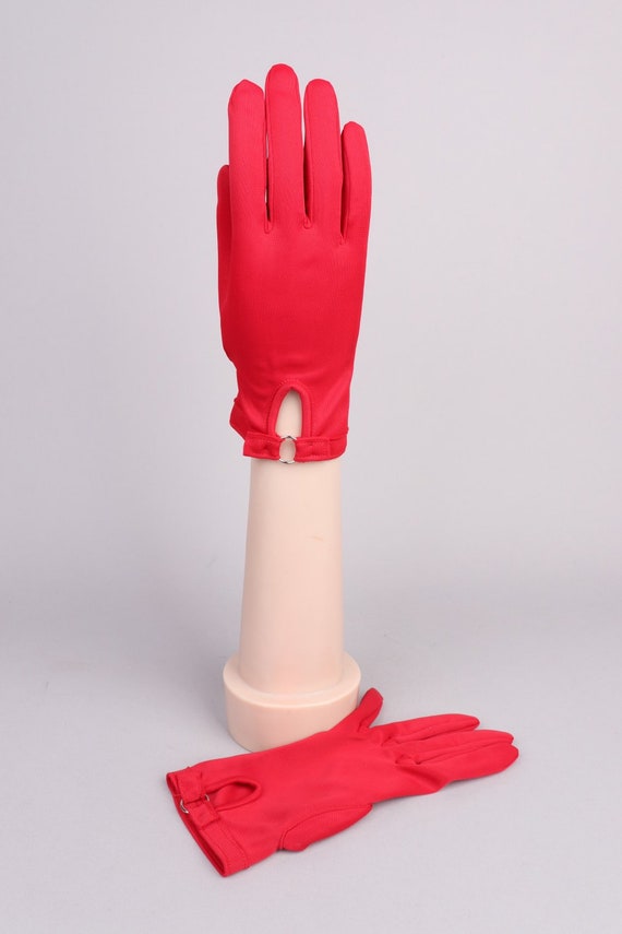 Vtg 1960s Fuchsia Pink Wrist Gloves | 7.5 (M) - image 2