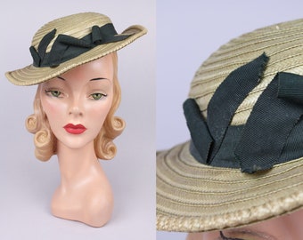1930s Apple Green Woven Straw Hat