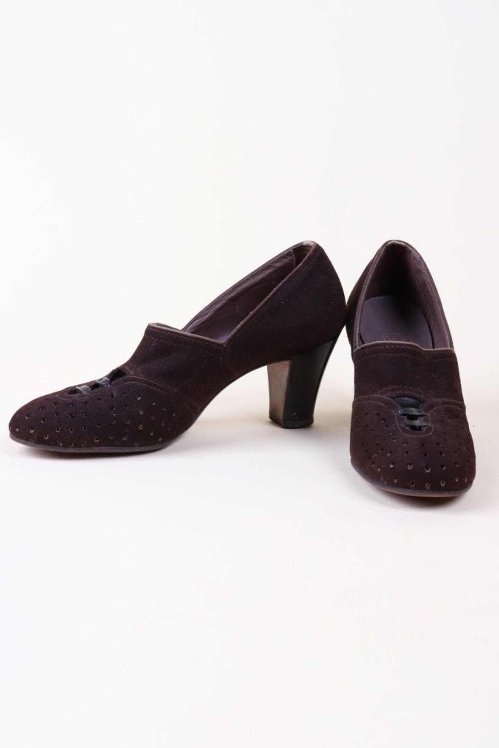 Vintage 30s 40s Dark Brown Suede Pumps Size 35EU / 3UK / 5US Etsy