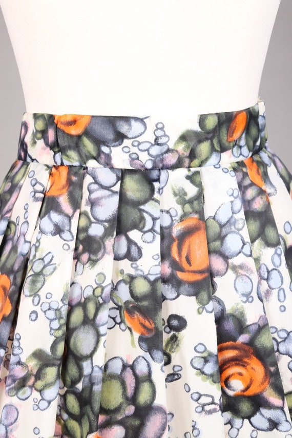 Late 1950s Nylon Watercolor Roses Skirt | XXS - image 6