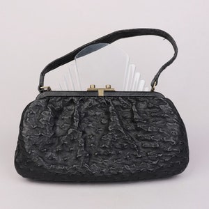 1950s Black Ostrich Leather handbag