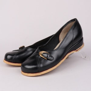 VTG 1940s - 50s Black ‘Pehave’ Wedges (NOS) | 37.5EU (4.5UK)