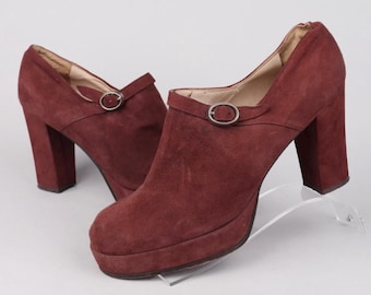 VTG 1970s Rusty Suede Leather Platform Heels | 38EU (5UK)