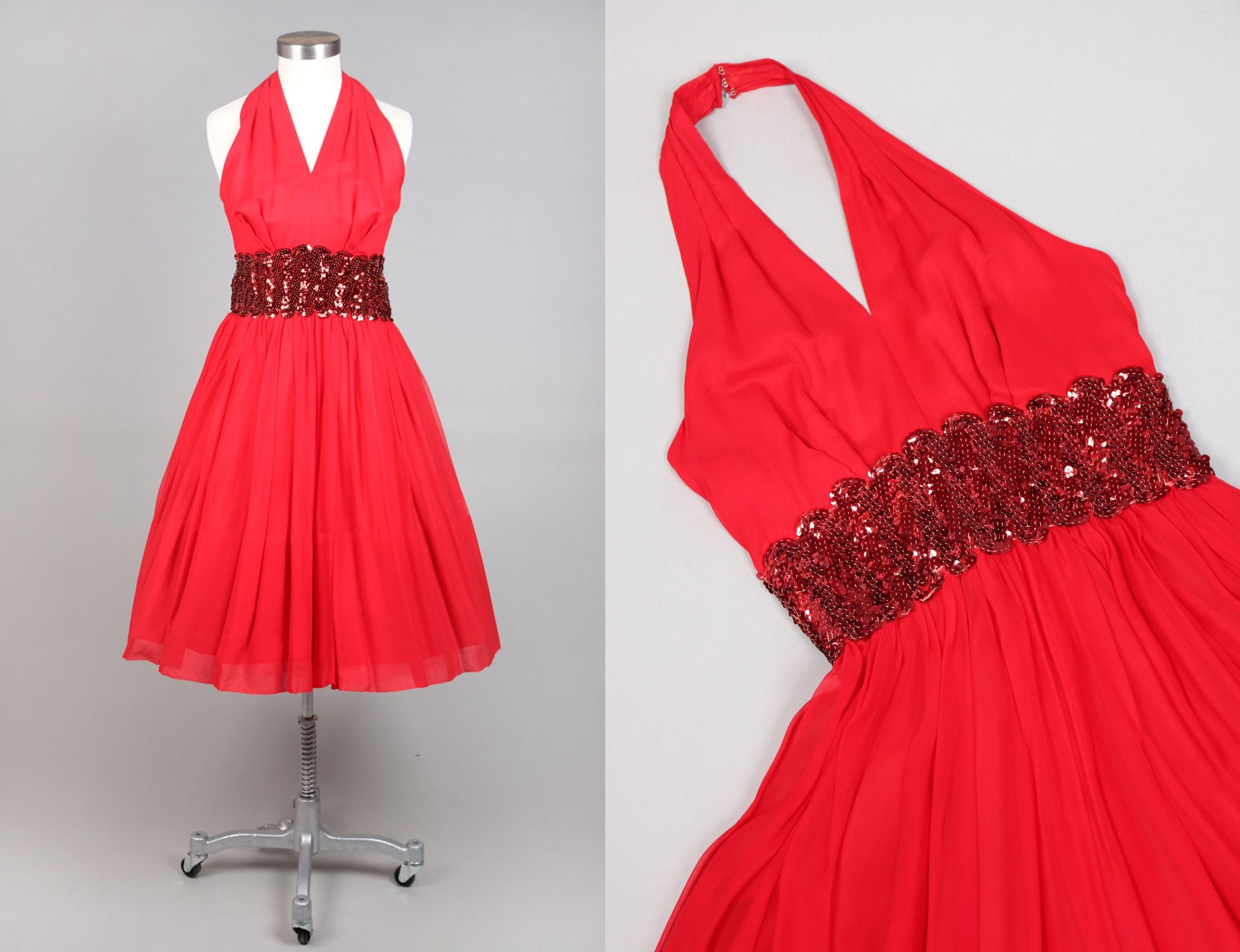Red Halter Marilyn Monroe Dress - Etsy