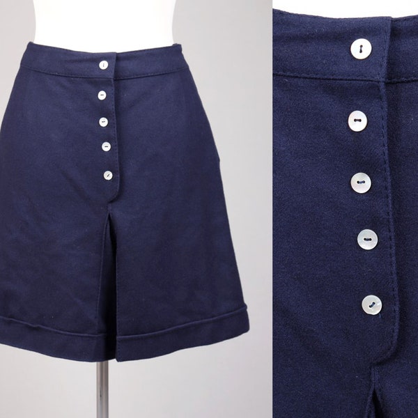 Vtg 60s 70s Navy Blue Pantaloncini a vita alta / XS