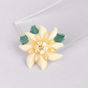 VTG Cream White Czechoslovakia Edelweis Brooch