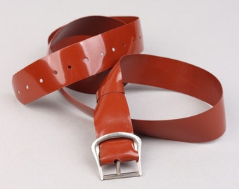 Vtg 40s 50s Early Plastic Rust Brown Belt (jamais utilisé) | XS,S,M,L