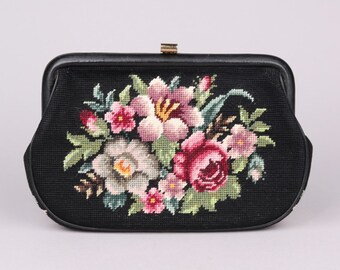 Vintage 1950er 60er Jahre Clutch Bag mit Blumenmuster