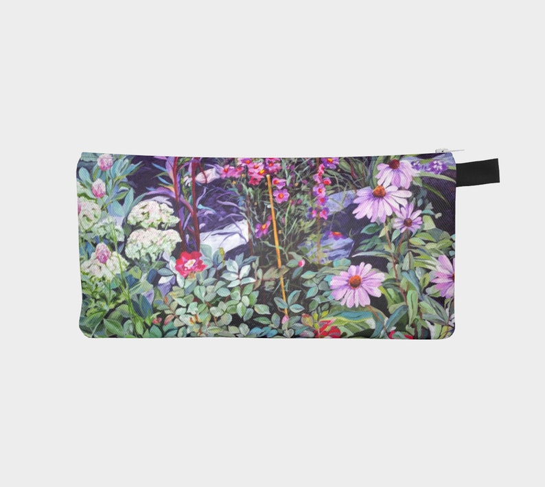 Versatile Floral Treasure Pouch Mini Clutch Pencil Case reproduced from an original acrylic painting Organizer featuring coneflowers