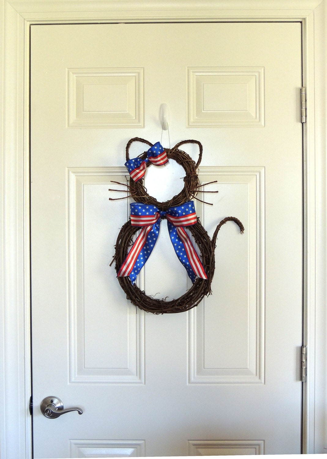 Grapevine Cat Patriotic Wreath 4th of July Wreath Fourth of Etsy