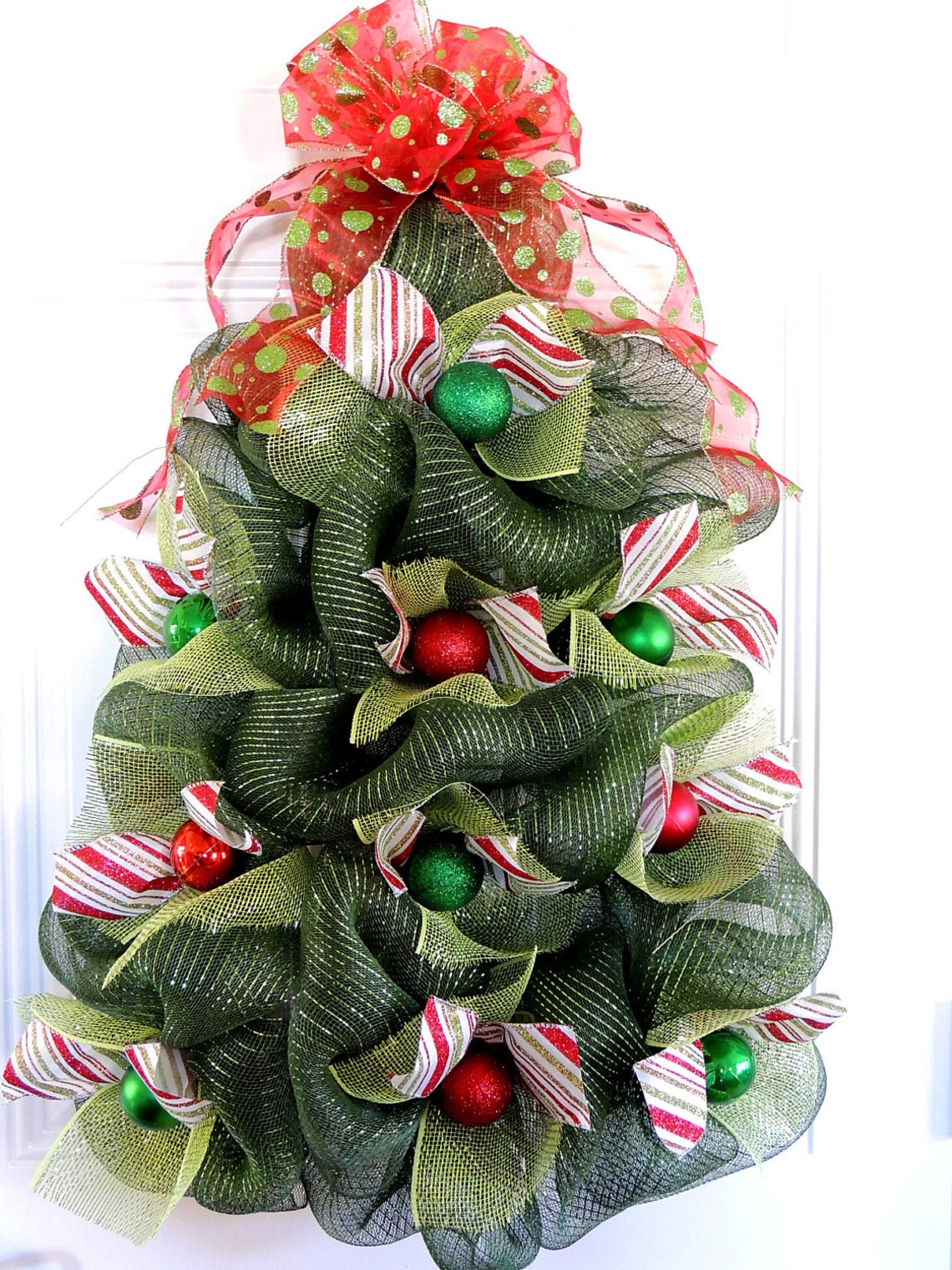 Large Christmas Tree Wreath Deco Mesh Christmas Wreath Etsy
