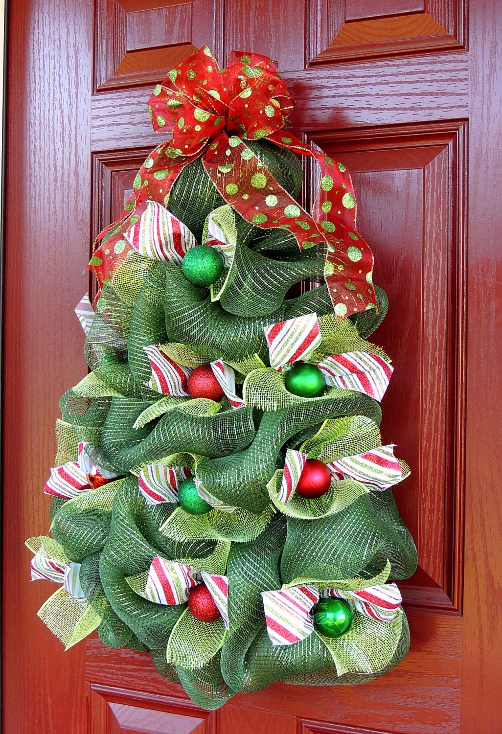 Large Christmas Tree Wreath Deco Mesh Christmas Wreath Etsy UK