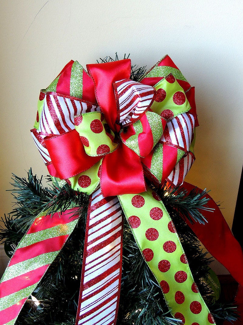 Christmas Tree Topper Bow Large Tree Topper Bow Christmas Etsy