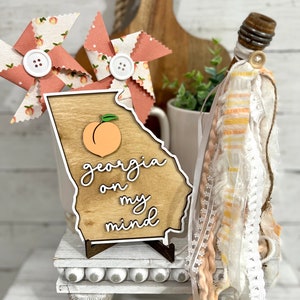 Georgia On My Mind Farmhouse Sign, Tiered Tray Sign, Georgia State Sign, Tiered Tray Decor