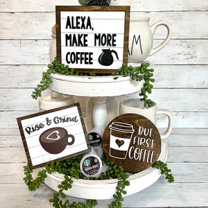 Coffee Tiered Tray Signs, Coffee Tiered Tray Decor