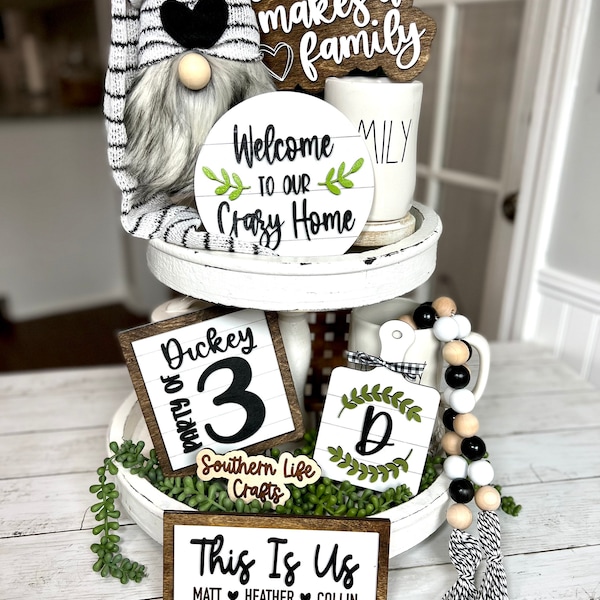 Family Tiered Tray Signs, Family Tiered Tray Decor