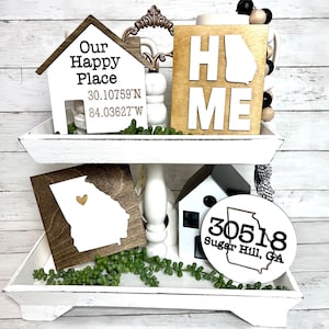Home Tiered Tray Signs, City State Tiered Tray Signs, Tiered Tray Decor