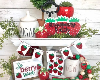 Strawberry Tiered Tray Signs