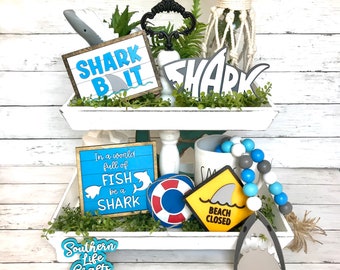 Shark Tiered Tray Signs // Shark Tiered Tray Decor