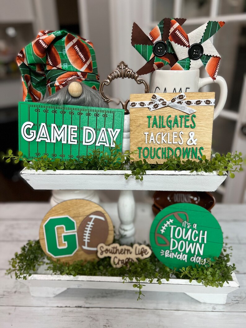 Football Tiered Tray Set Football Tiered Tray Signs Tiered Etsy