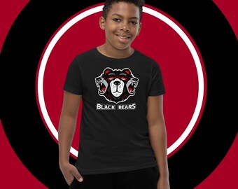 3-Headed Black Bear Sports Mascot - Youth Short Sleeve T-Shirt