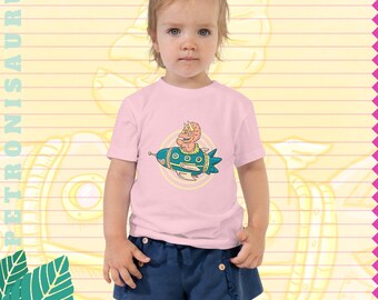Triceratops in a Rocket - Toddler Short Sleeve Tee