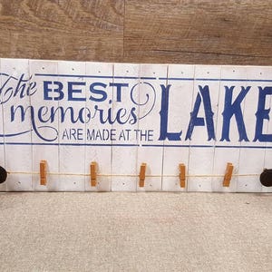 The Best Memories Are Made At The Lake, Picture Holder, Primitive Painted Sign, Rustic Sign, Lake Decor, Lake House, Wall Art