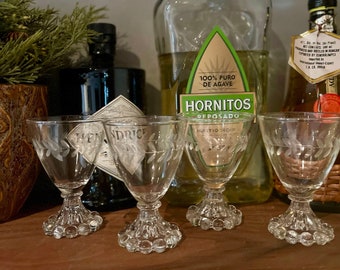 Vintage Etched Laurel Leaf Berwick Boopie Juice Glasses, Cordial Glasses Vintage, Juice Glasses Vintage, Vintage Cordial Glasses