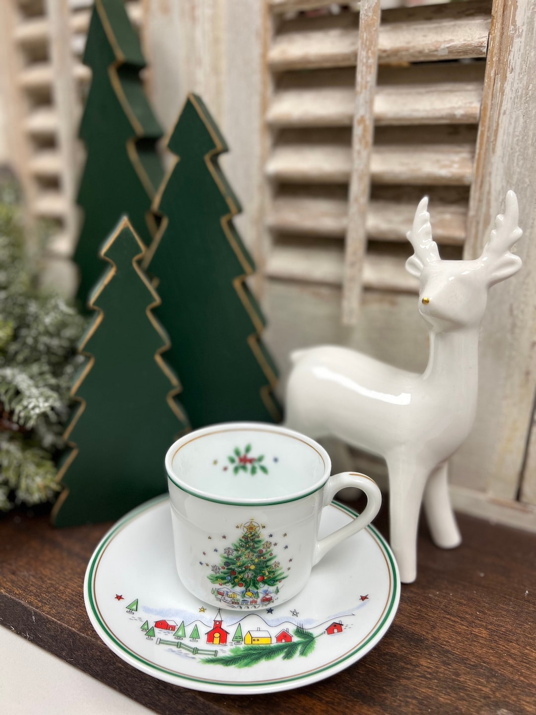 Vintage Christmas Tea Cup and Saucer Christmas Tea Cups Etsy
