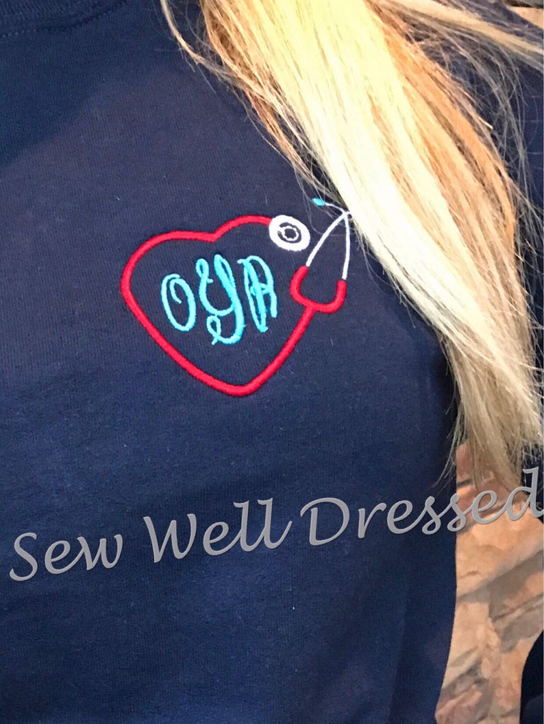 Monogrammed Nursing Shirt / Monogram Nurse Shirt / Nurse Etsy
