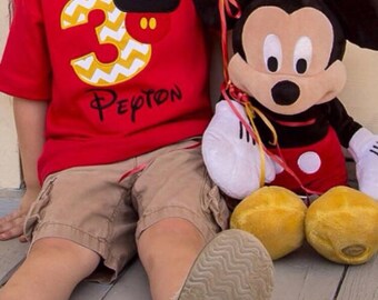 Mickey Mouse birthday Shirt - Personalized - 1-9 - Red