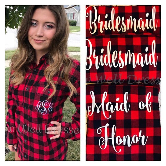 Flannel Bride Shirt Flannel Wedding Party Shirts Etsy