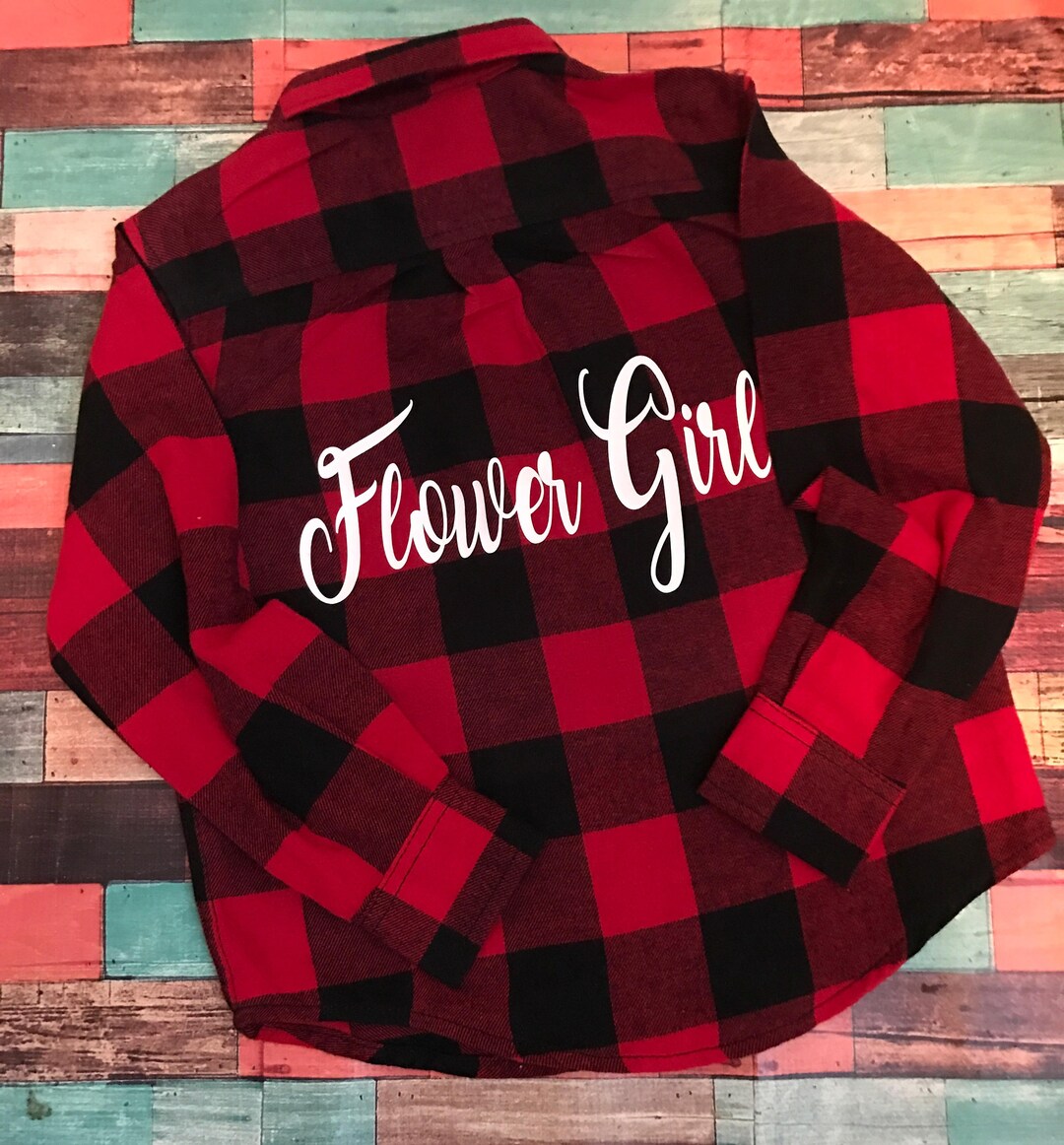 Flannel Flower Girl Shirt / Flower Girl /wedding Shirt Etsy