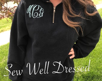 Monogrammed Pullover / Monogrammed quarter zip pull over / Personalized sweatshirt / 1/4 zip / Christmas gift / Personalized / Monogram 1/4