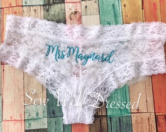 Monogram Bride Panties/ Bridal underwear/ Bridal Panties/ Wedding Day underwear/ Monogram Bride Panties/ Something Blue/Wedding Lingerie/