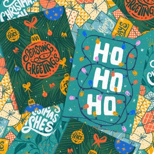 Illustrated Holiday Greeting Card: Festive Winter Wishes