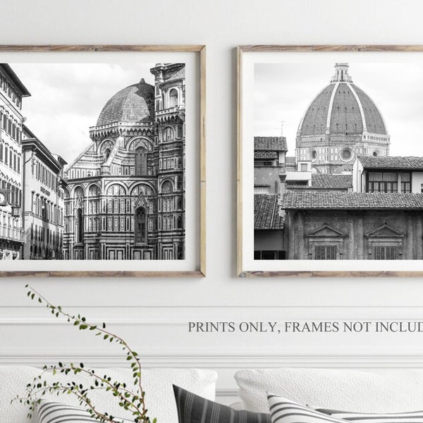 Set of 2 square Florence prints 5 x 5, Italy photography 8 x 8 gallery, Small Black and White Prints, Home decor, Restaurant decor