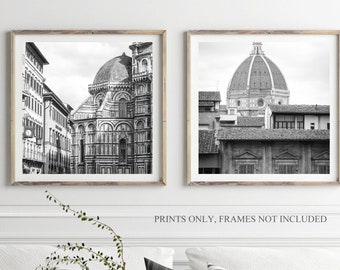 Set of 2 square Florence prints 5 x 5, Italy photography 8 x 8 gallery, Small Black and White Prints, Home decor, Restaurant decor