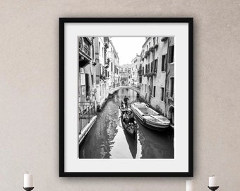 Venice canal printable, Venice black and white, Venice wall decor, Italy prints, Venice photography gifts, Venice architecture, Travel decor