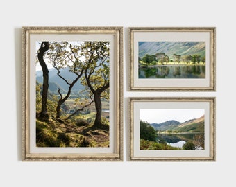 Lake District Print set of 3, Mountain Landscape photography,  England nature prints, Trees decor 14 x 11, Original fine art home decor gift