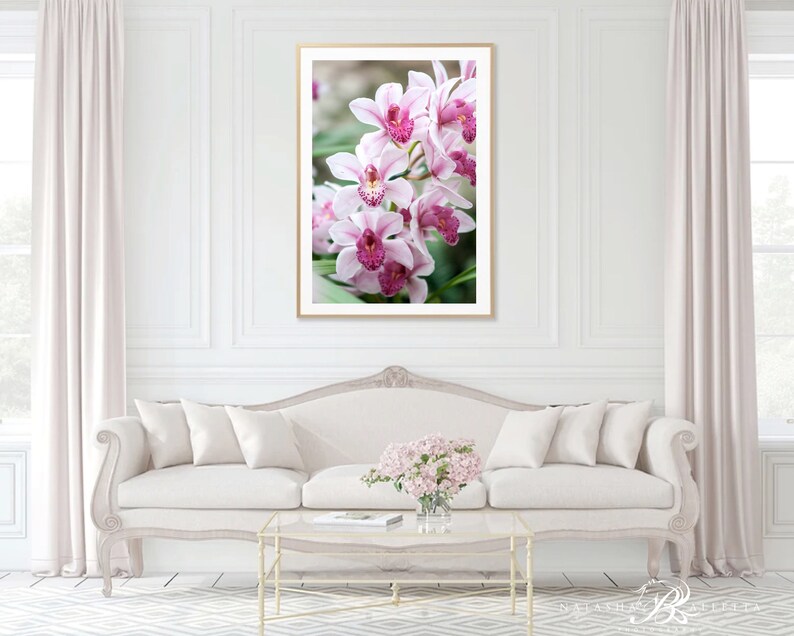 Pink Orchid Flower Photography Print, Nature Pink wall art, Floral Decor, Bedroom gallery wall, shabby chic prints, Airbnb pictures A4 A3 image 7