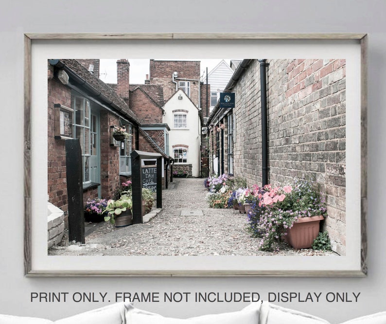 English Cobbled street photography prints Wall Art England Rustic Home Decor English Arhcitecture British photo Leighton Buzzard