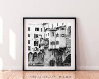 Florence photography square prints 5 x 5, Ponte Vecchia 8 x 8, Italy gallery prints, Italy architecture photo gift, Gallery wall art 10 x 10
