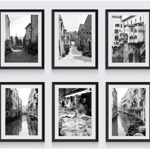 Italy black and white print, Street in Pienza Tuscany wall art photo 30 x 40, Rustic photography, Italian village decor, Travel Photo Airbnb image 8