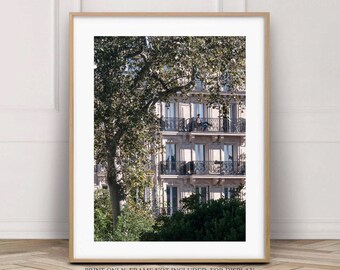 Paris apartment print A3, Paris black and white 8 x 10, French architecture, Parisian balconies, Europe city photography, French wall art