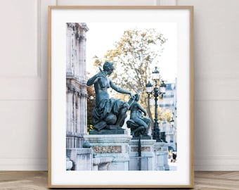 Paris photography print, French architecture A3, Paris sculpture near Hotel de Ville, Photos of French statues, Travel room decor 8 x 10