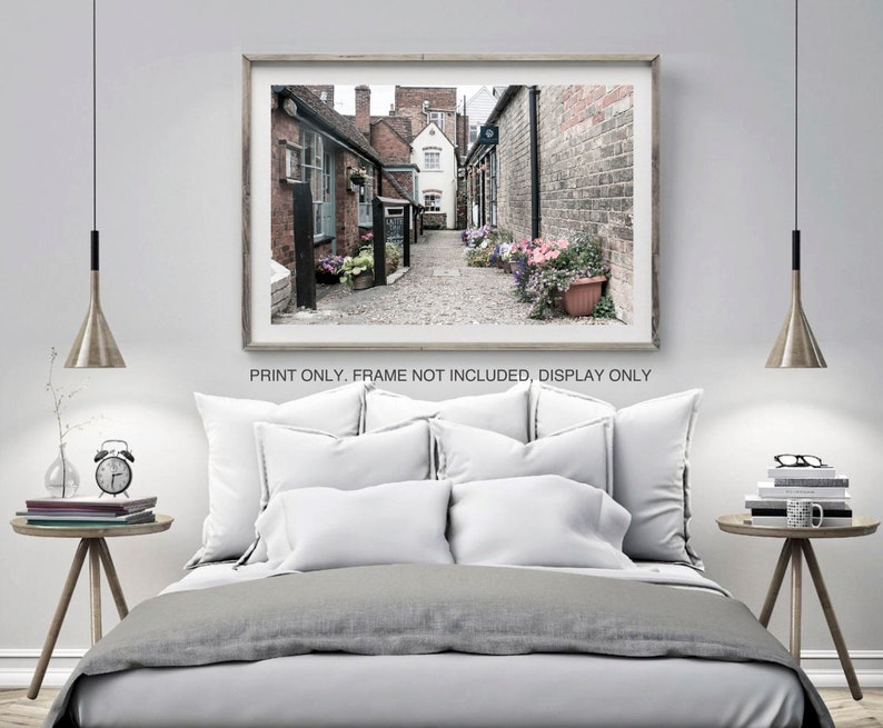 English Cobbled street photography prints Wall Art England Rustic Home Decor English Arhcitecture British photo Leighton Buzzard