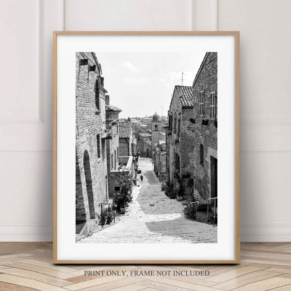 Italy photography black and white print, Ripatransone print A3, Original Le Marche photo, Italy Wall Decor, Europe village travel gift