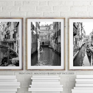 Italy photography set of 3, Venice print set, Black and white photography, Venice canals, Travel Decor New Home Gift, European Wall Art A3